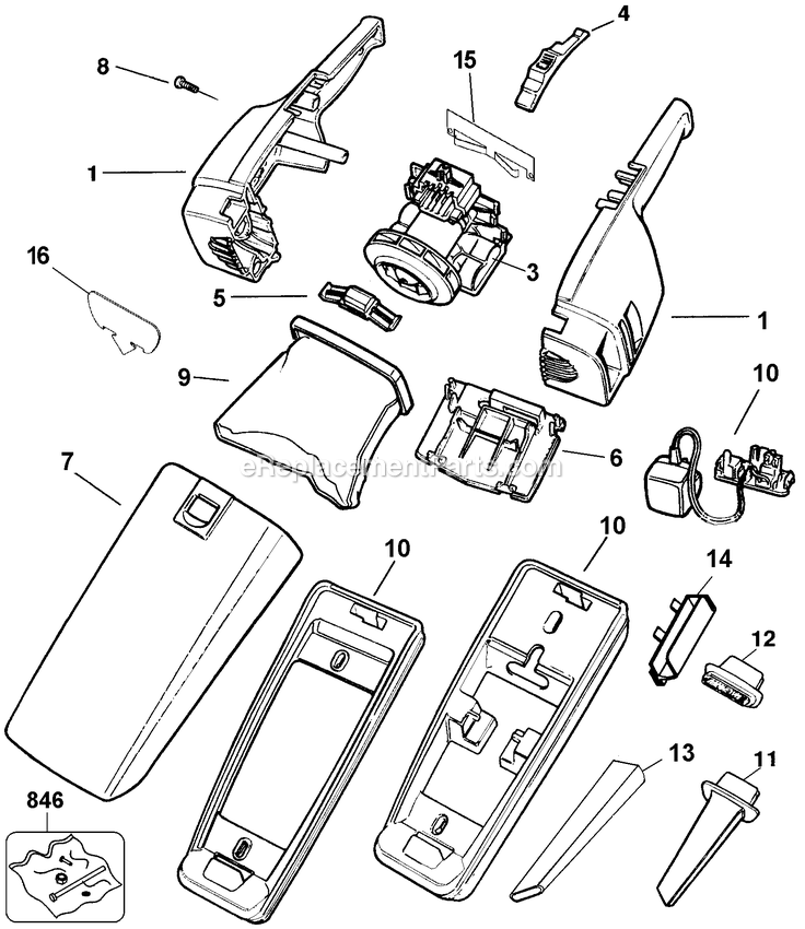 Page A Diagram and Parts List for HV4200B Type 1 Black and Decker Hand Vacuum